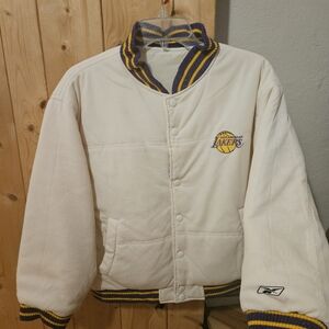 VINTAGE REEBOK YOUTH LAKERS JACKET, SIZE 10-12, REVERSIBLE